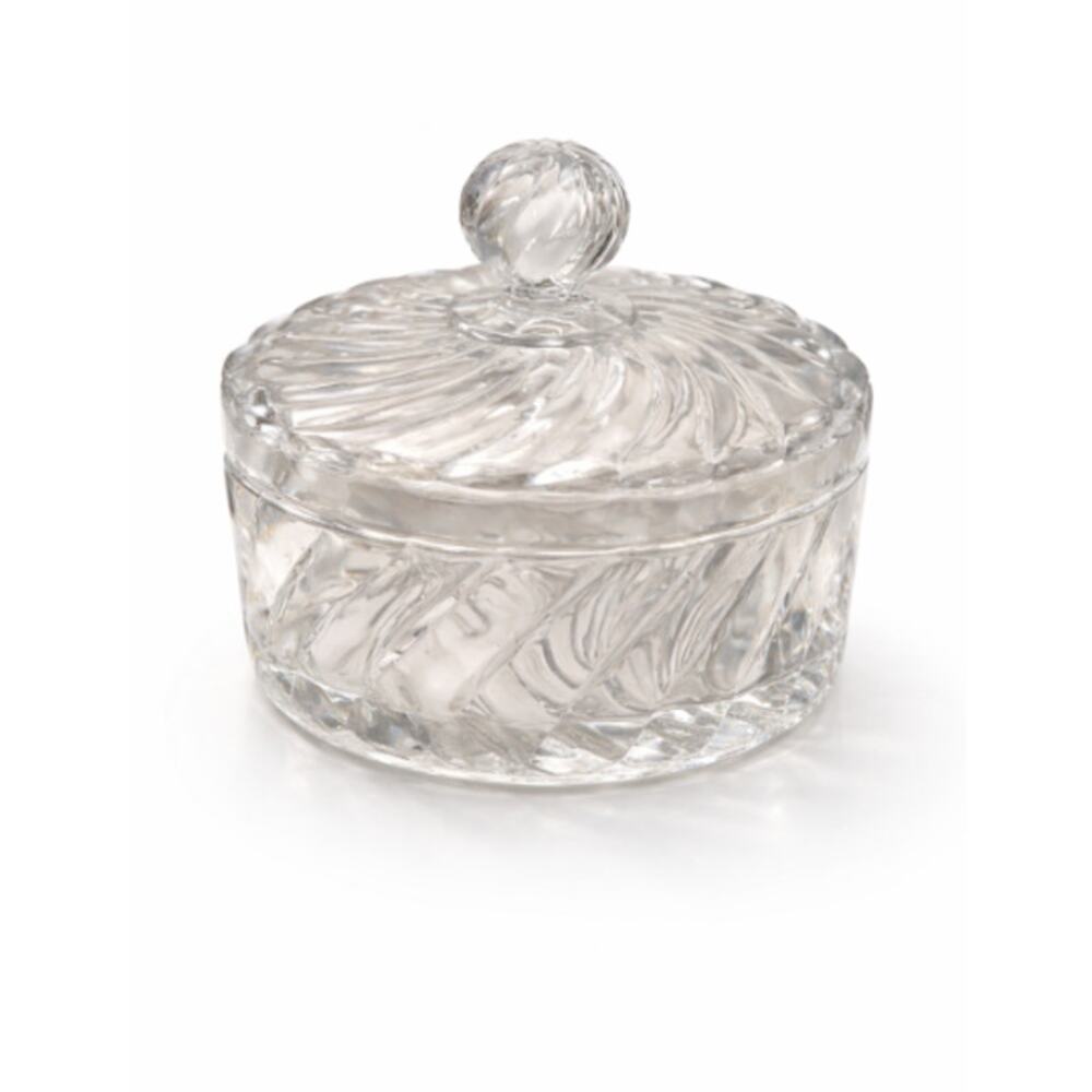 Vintage Baccarat Crystal Swirl Jar w/ Lid Signed Déposé Art Deco Era